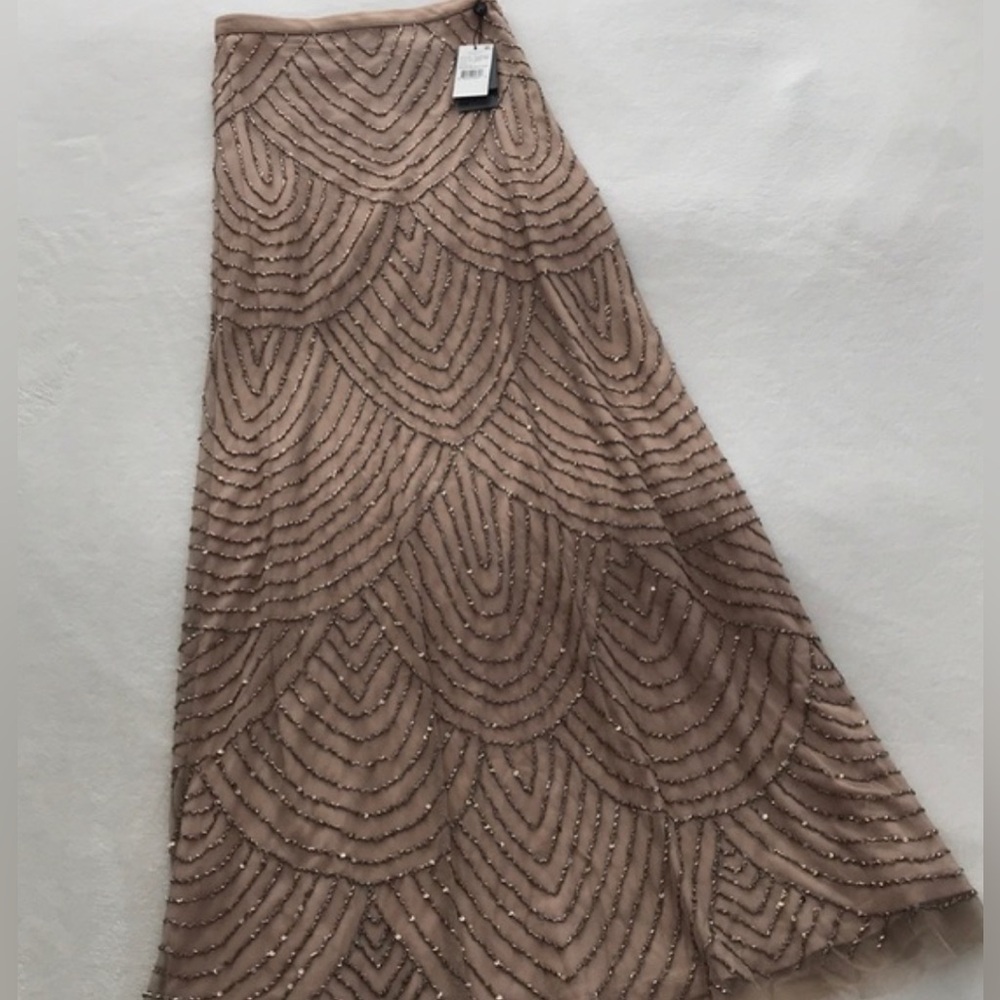 NWT Adrianna Papell beaded mermaid skirt | Taupe/Blush | Size 18